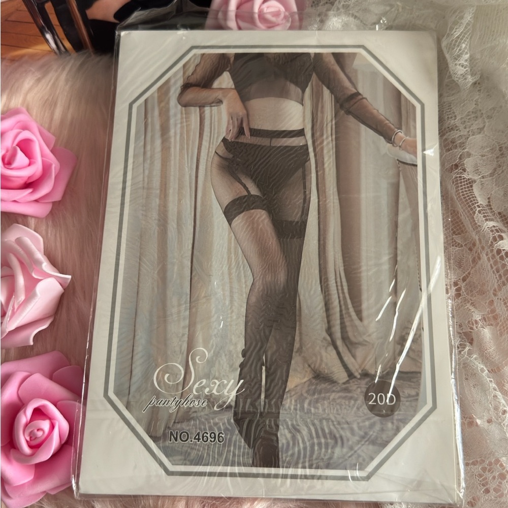 Sexy Garter Pantyhose Sheer Stockings - Black